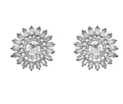 Sunflower Round Earring  | Silver Stud Earring